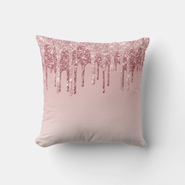 Beautiful Pink Glitter Dripping  Throw Pillow (Front)