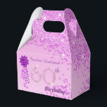 Beautiful Pink Glitter & Ribbon 60th Birthday  Favor Box<br><div class="desc">Beautiful Pink Glitter and Shiny Deep Pink Ribbon with a unique pink glitter number 60.</div>