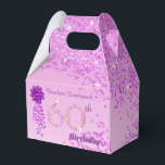 Beautiful Pink Glitter & Ribbon 60th Birthday  Favor Box<br><div class="desc">Beautiful Pink Glitter and Shiny Deep Pink Ribbon with a unique pink glitter number 60.</div>