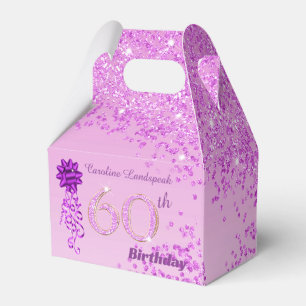 Beautiful Pink Glitter Ribbon 60th Birthday Favor Box