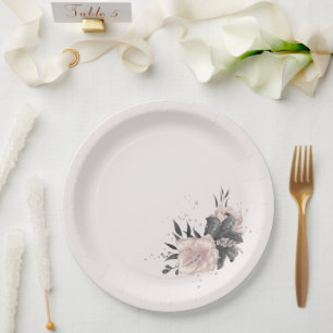 beautiful pink grey flowers pink paper plate