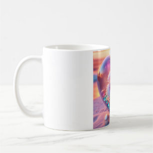 Beautiful Pink Hibiscus Heart Glass Pearl Coffee M Mug