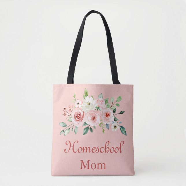 Beautiful Pink Homeschool Mom Tote Bag (Front)