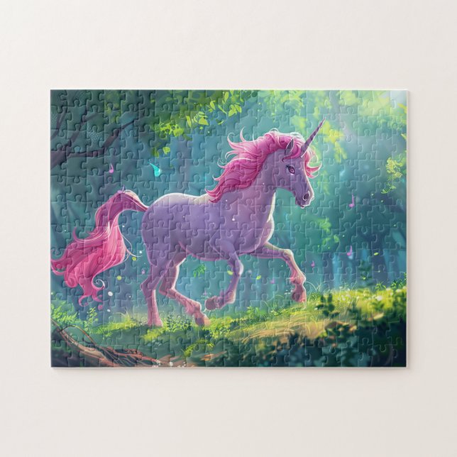 beautiful pink horse unicorn cartoon  jigsaw puzzle (Horizontal)