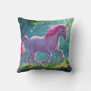 beautiful pink horse unicorn cartoon throw pillow