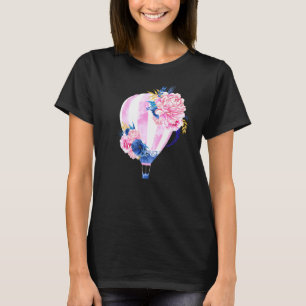 Beautiful Pink Hot Air Balloon Flower Art Design T-Shirt