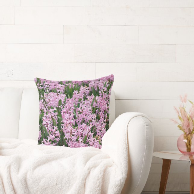 Beautiful pink hyacinths throw pillow (Couch)