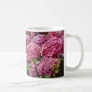 Beautiful pink hydrangea flowers coffee mug