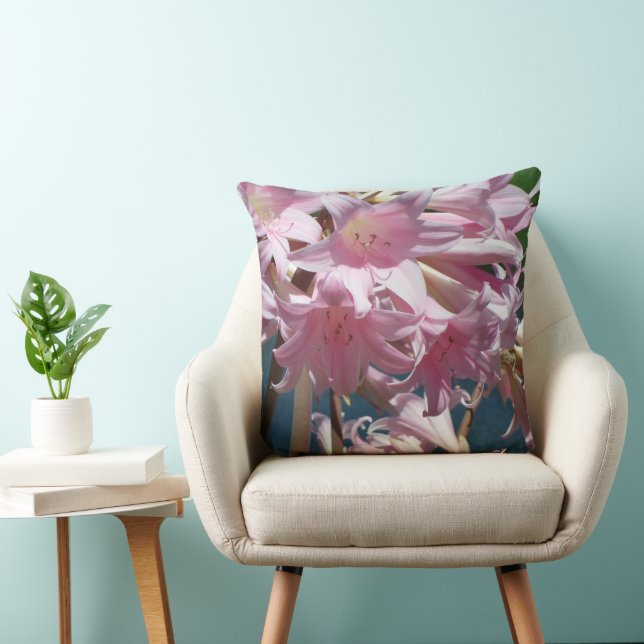 Beautiful Pink Lilies Throw Pillow (Chair)