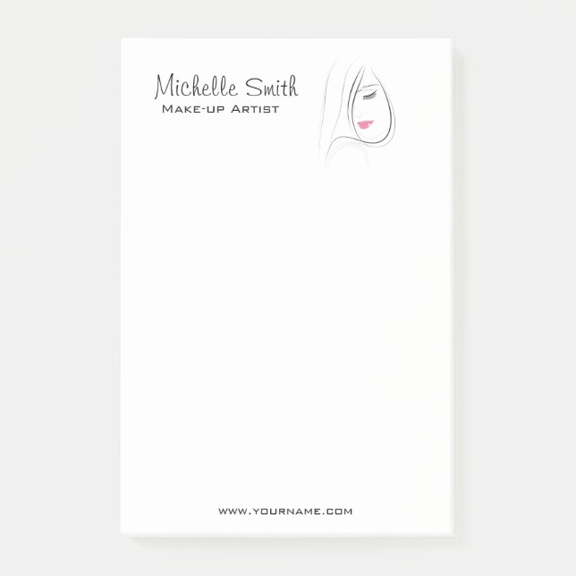 Beautiful pink lips make up artist  branding post-it notes (Front)