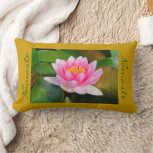 BEAUTIFUL PINK LOTUS BLOSSOM / NAMASTE(PHOTOG) LUMBAR PILLOW