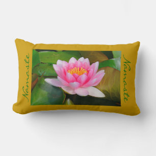 BEAUTIFUL PINK LOTUS BLOSSOM / NAMASTE(PHOTOG) LUMBAR PILLOW