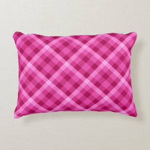 Beautiful Pink Magenta Plaid Accent Pillow