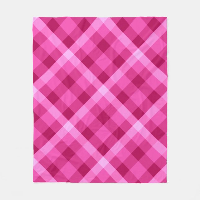 Beautiful Pink Magenta Plaid Medium Fleece Blanket (Front)