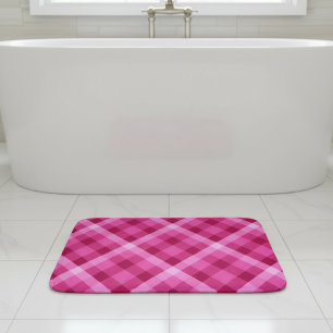 Beautiful Pink Magenta Plaid Small Bath Mat