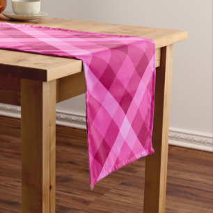 Beautiful Pink Magenta Plaid Small Table Runner