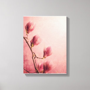 Beautiful pink magnolia flower canvas print