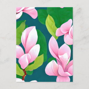 Beautiful Pink Magnolia Flowers Postcard