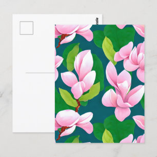 Beautiful Pink Magnolia Flowers Postcard
