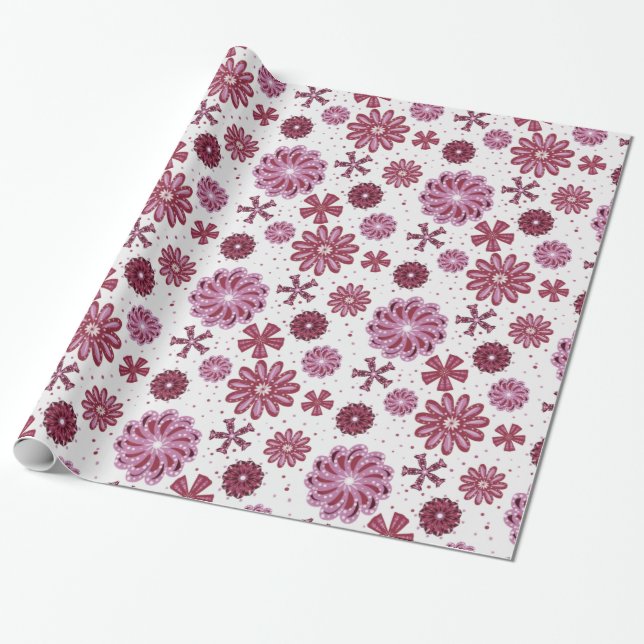 Beautiful pink mandala seamless pattern wrapping paper (Unrolled)