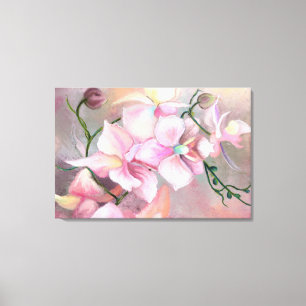 Beautiful Pink Orchid Flowers - Original Painting Canvas Print
