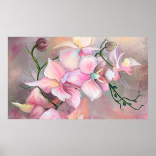 Beautiful Pink Orchid Flowers - Original Painting Poster