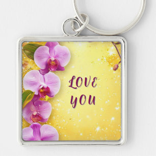 Beautiful Pink Orchids Keychain