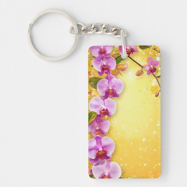 Beautiful Pink Orchids Keychain (Front)