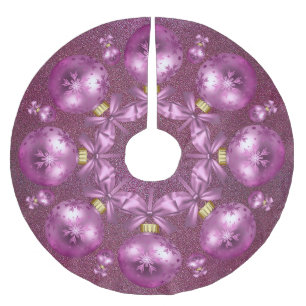 Beautiful Pink Ornaments Glitter Brushed Polyester Tree Skirt
