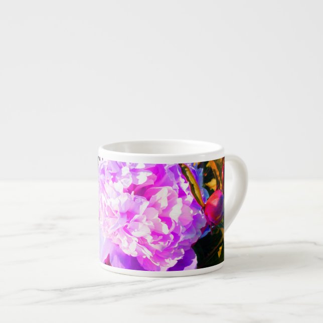 Beautiful Pink Peonies Round Espresso Cup (Front Right)