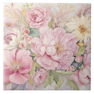 Beautiful pink peonies tile