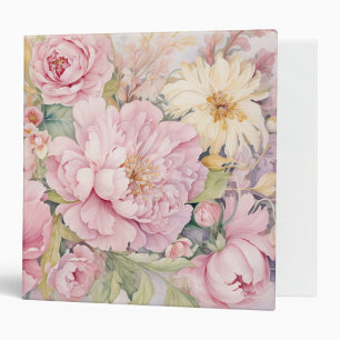 Beautiful pink peonies watercolours. binder