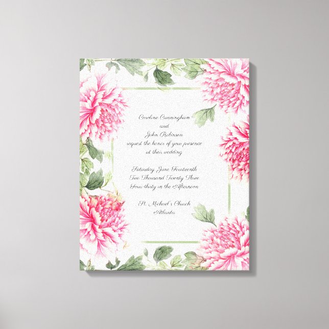 Beautiful Pink Peonies Wedding Canvas Print (Front)