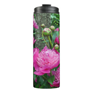 Beautiful pink peony flowers thermal tumbler