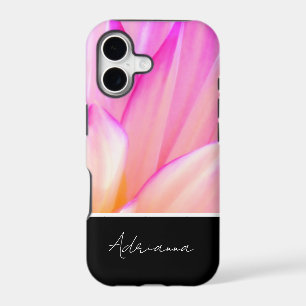 Beautiful Pink Petals Black Custom Name Phone Case