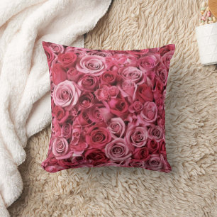 Beautiful Pink Red Rose Bouquet Throw Pillow 