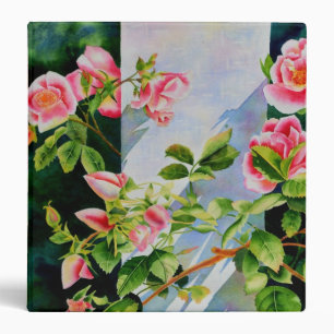 Beautiful pink red white roses watercolor floral binder