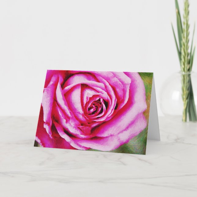 Beautiful Pink Rose Art Note Card (Front)
