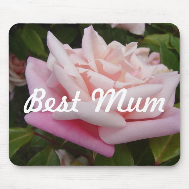 Beautiful Pink Rose Best Mom Flower Design Mouse Pad (Front)