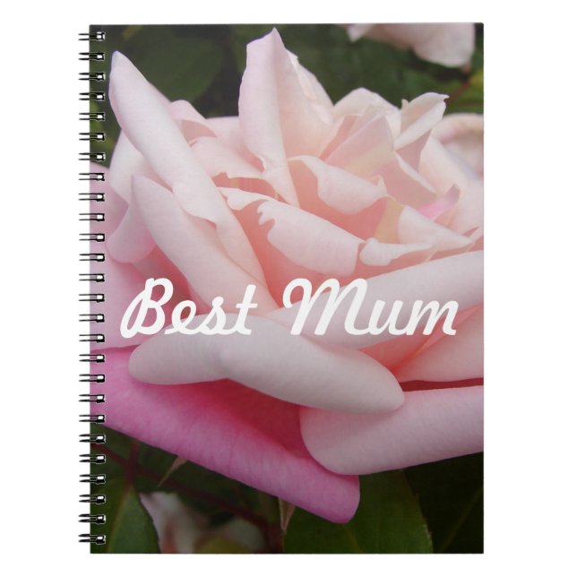 Beautiful Pink Rose Best Mom Flower Design Notebook (Front)