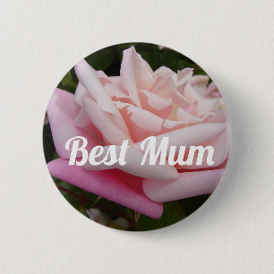 Beautiful Pink Rose Best Mum Flower Design 2 Inch Round Button