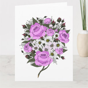 Beautiful Pink Rose Bouquet Card