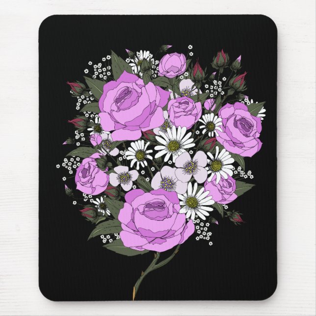 Beautiful Pink Rose Bouquet  Mouse Pad (Front)