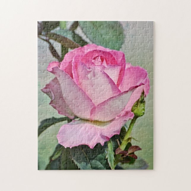 Beautiful Pink Rose Flower Art Puzzle (Vertical)