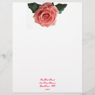 Beautiful 'Pink Rose' Flower Letterhead