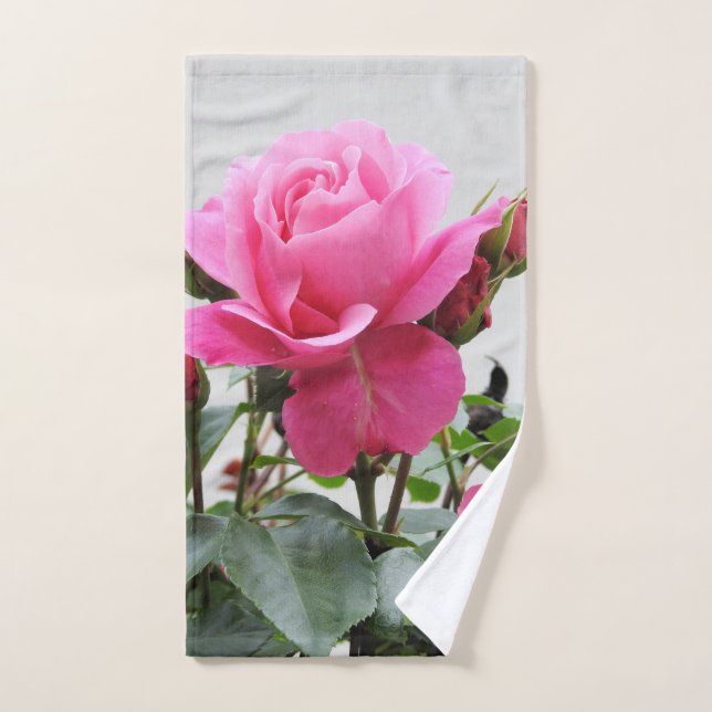 Beautiful Pink Rose Hand Towel (Hand Towel)