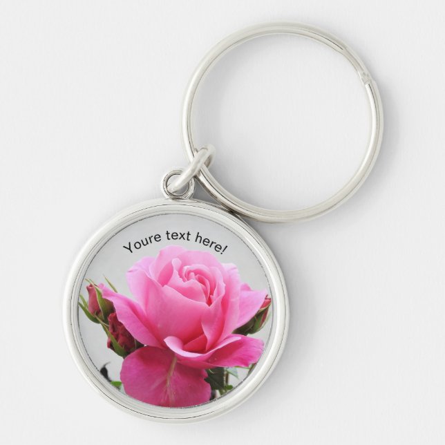 Beautiful Pink Rose Keychain (Front)