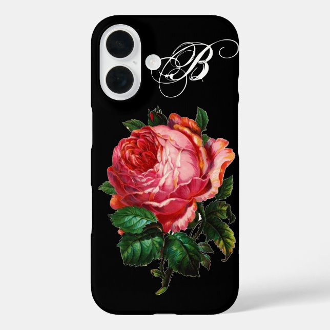 BEAUTIFUL PINK ROSE MONOGRAM Case-Mate iPhone CASE (Back)