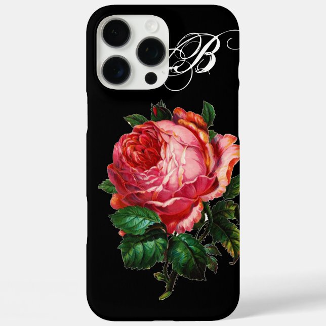 BEAUTIFUL PINK ROSE MONOGRAM Case-Mate iPhone CASE (Back)
