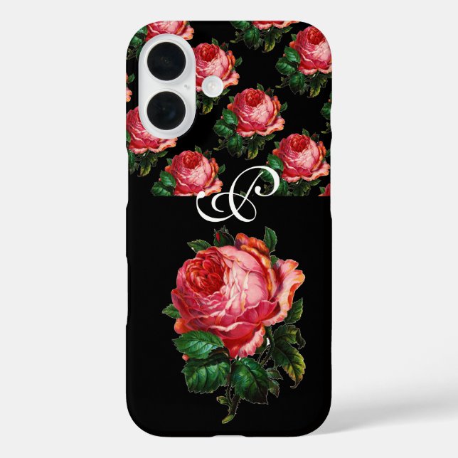 BEAUTIFUL PINK ROSE MONOGRAM Case-Mate iPhone CASE (Back)